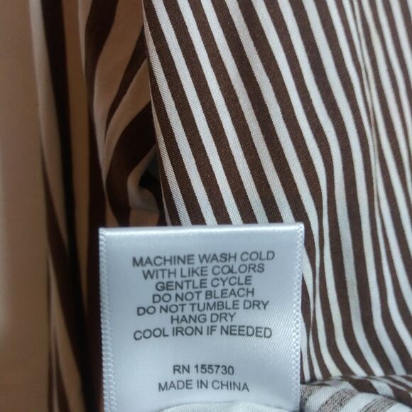 Jane and Delancey Brown and White Striped Boyfriend Button-Up Back Shirt Sz 2X - Picture 11 of 12